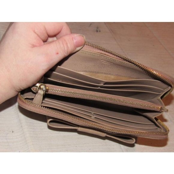 PRADA, Nude Pale Pink Leather XL Zip-around Wallet - Picture 7 of 11